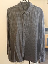 Men's All Saints Black/Grey Checkered Shirt Medium Slim Fit