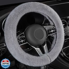 LACDL Fuzzy Winter Steering Wheel Covers for Women, Warm Cute Fluffy Car Whee