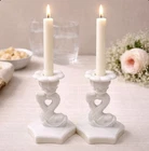 Vintage Set of 2 White Milk Glass Dolphin Koi Fish Candleholder 8”