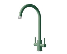 Liquida PR68GC Twin Lever Swivel Spout Green & Chrome Kitchen Mixer Tap