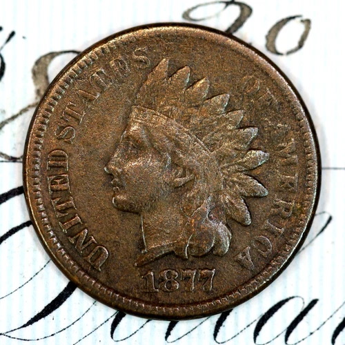 * 1877 * CHOICE VF+/XF INDIAN HEAD PENNY * FROM ORIGINAL COLLECTION