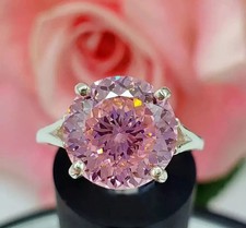 2.20 Ct Certified Portuguese Cut Treated Pink Diamond Ring White Gold Finish