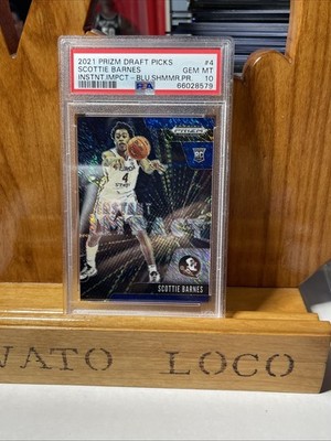 2021 Prizm Draft Picks Scottie Barnes Gem MT Blue Shimmer Jersey #4/13 PSA 10