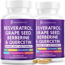 JB Wellness Resveratrol, Grape Seed Extract, Berberine, Quercetin - Polyphenol S