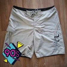 Vintage 90s Quiksilver Beige Board Shorts Surf Skater Grunge Y2K 38 Mens