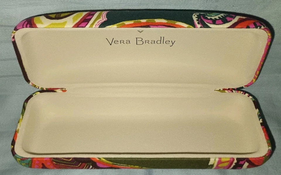 Vera Bradley - Estuche para gafas rígidas con caparazón de almeja de cachemira - Verdes, rosas -  Foto 4 de 4