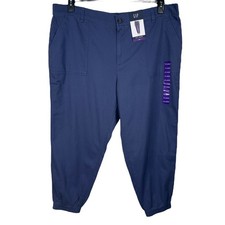 GAP XX-Large Twill Jogger Pants Pockets Zip-Fly Cuffed Hi-Rise Blue Indigo New