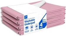 Medline Bed Pad Washable Incontinence Reusable Underpad-Heavy Duty Pink 4 Pack