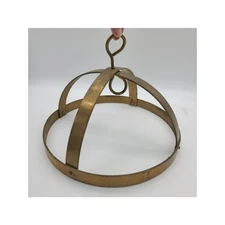Vintage 1960s Round 12" Dia. Dome All Brass Hanging Pot Rack No Hooks