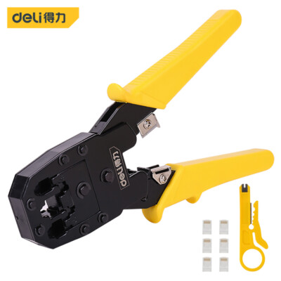 deli Crimping Cut Tool Network Clamp Electrician Insulated Wire Stripper Plier