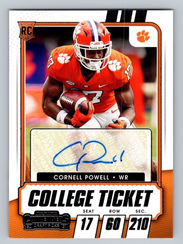 Cornell Powell 2021 Contenders Draft College Ticket Auto #258 Clemson Tigers