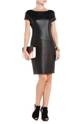 knee length dresses for ladies Leather Dress with Slit Black / 8 main image 0