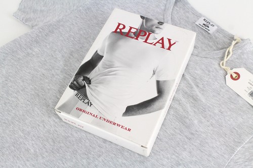 Replay Hommes Gris Marlé T-Shirt À Col Rond Stretch En Coton À Manches Courtes - Imagen 9 de 9