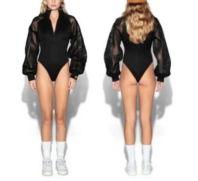Adidas X Ivy Park Mesh Beyonce Bodysuit DRIP 2.2 Black Long Sleeve Size Small
