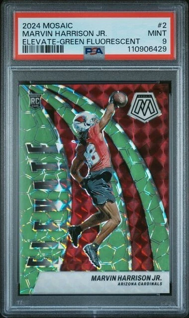 Marvin Harrison Jr. Panini Mosaic Elevate #2 Green Fluorescent