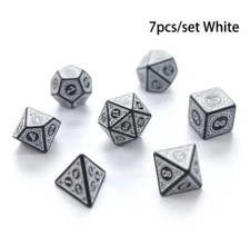 Antique Look White 7 pc Dice Set Polyhedral RPG DnD Dungeons Dragons AD D d20