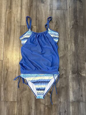 Two Piece Women's Blue XXL Cute Sexy Tank Swimsuit Bathing