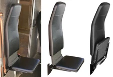 HIGHBACK PASSENGER FLIP JUMP SEAT,STEPVAN,GRUMMAN,UTILIMASTER BLACK VINYL
