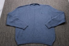 Polo Ralph Lauren Men's XL Crewneck Sweater Blue VTG 90s 100 Cotton Mini Pony