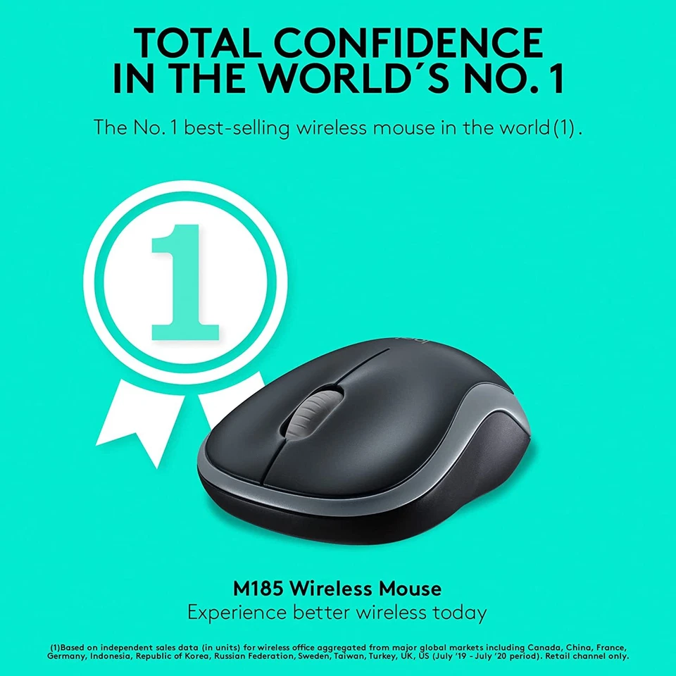 Logitech Wireless Basic Mouse M185 Swift Gray Packaging Set-2-6-10, Wholesale - Image 2 of 4