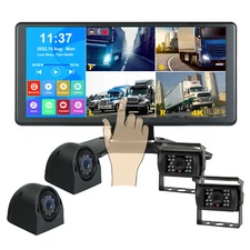 10.36" IPS Quad Monitor DVR Screen 4XAHD Backup Camera For Truck Trailer Bus Van