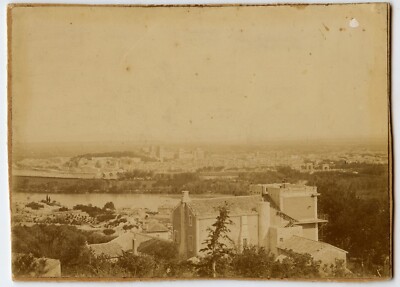 Antique Photo Over Cardboard - View D'Avignon - Fine 19s Early 20s Century