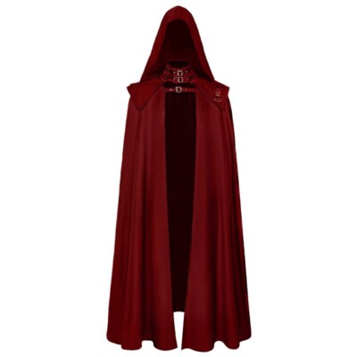 Mens Cloak Halloween Robe Cosplay Costume Medieval Gothic Hooded
