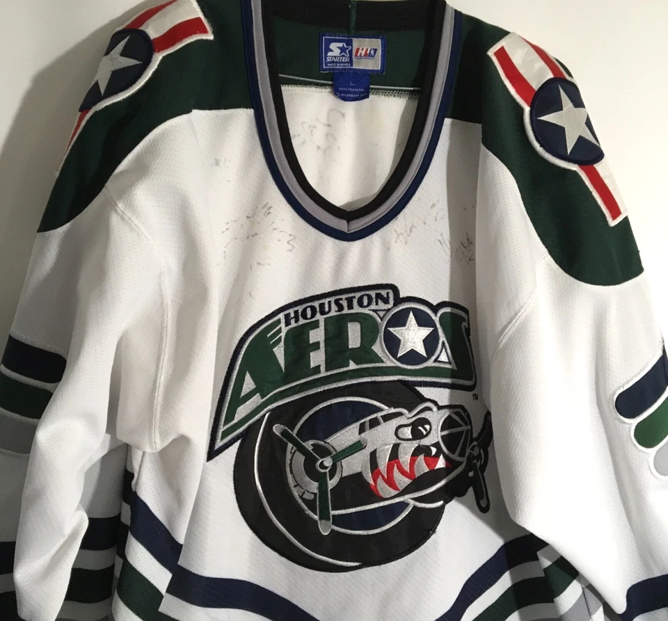 Винтажная хоккейная футболка Houston Aeros размер Large стартер IHL 90-е малая лига - Изображение 2 из 4
