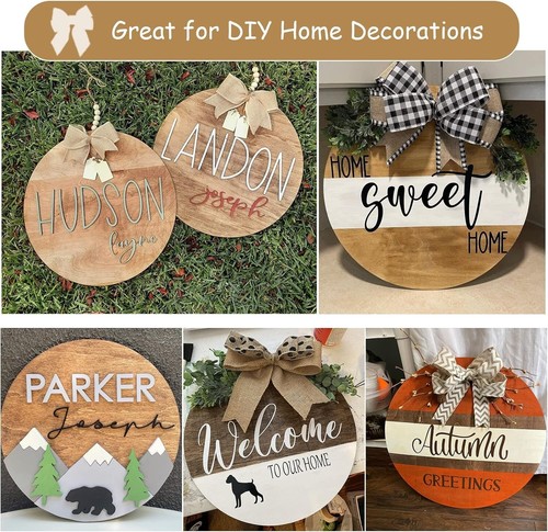 Complete DIY Craft Kit: 12 Unfinished 16-Inch Wood Rounds with Twine & Bows - Picture 9 of 9