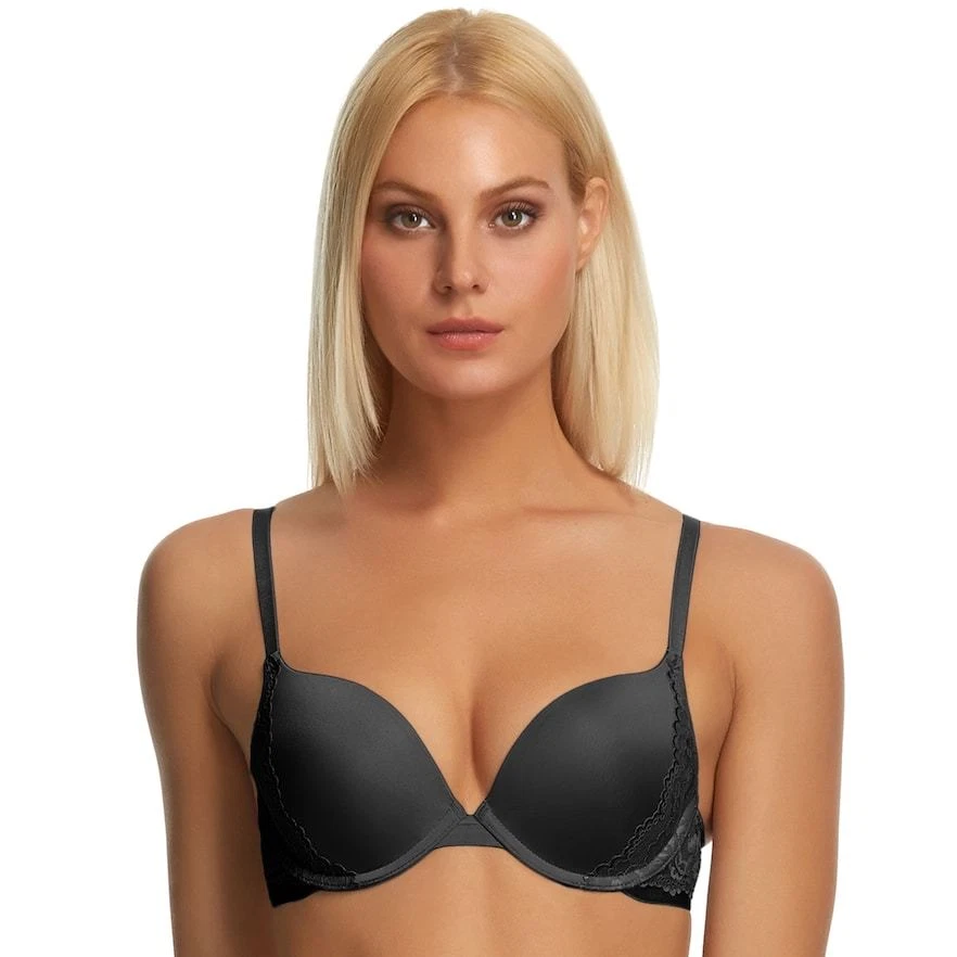 Apt.9 Bra Lace Trim Demi Plunge Push Up Black ZA73B500Z Sz.34DD,36C,38C - Image 3 of 4