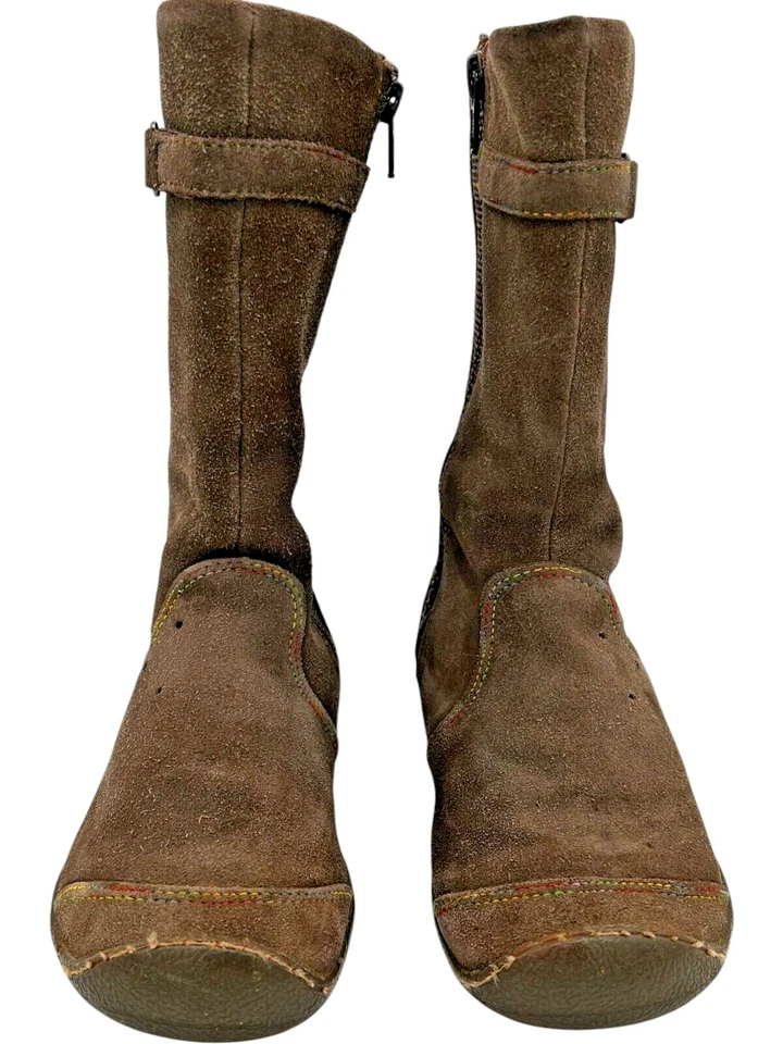 Keen Kids 尺码 13 Punky 棕色皮革麂皮绒拉链 9 英寸高靴 1011781 — 第 4/4 张图片