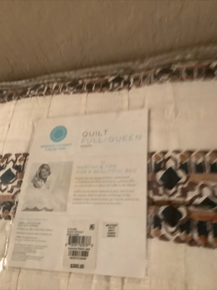 Edredom Martha Stewart completo queen plissado marfim marrom preto algodão - Imagem 2 de 2