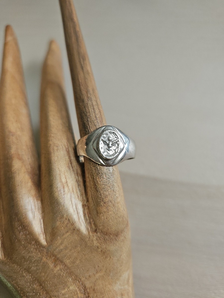 VINTAGE ANTIQUE STERLING SILVER ANGEL CHERUB RING SZ 9 925 | eBay