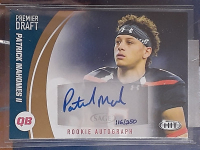Patrick Mahomes Auto Inscription 2017 Sage Hit Premier Draft Patrick Mahomes signed autograph /250 auto ...