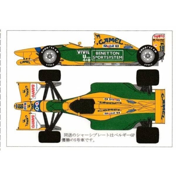 TAMIYA　F1カレンダー　１９９２年 Museum collection 1/20 F1 Benetton B192 body green decal for