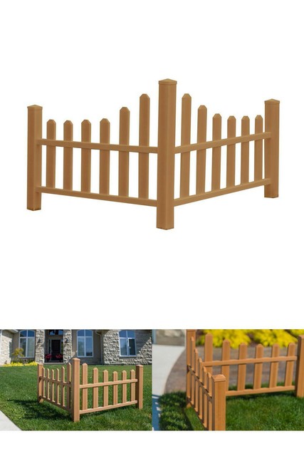 2 6 Ft H X 4 6 Ft W Brown Composite Vinyl Country Corner Picket Fence Panel For Sale Online
