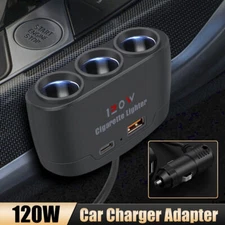 3 Way Car Cigarette Lighter 2USB Charger Power Adapter Socket Splitter Universal