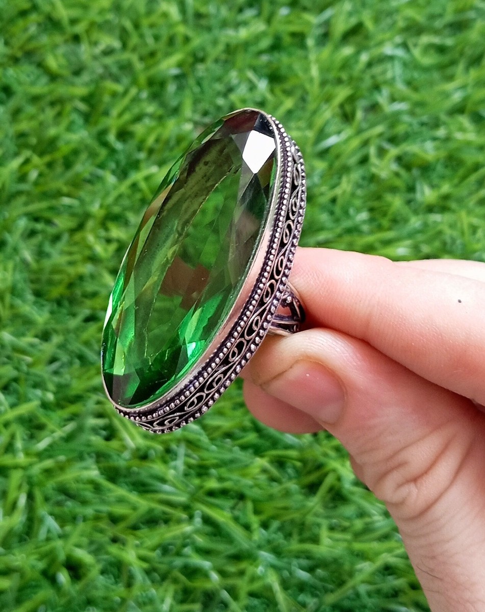 Peridot Ring 925 Sterling Silver Ring Big Oval Gemstone Ring Peridot Ring 925 Sterling Silver Ring Big Oval Gemstone Ring