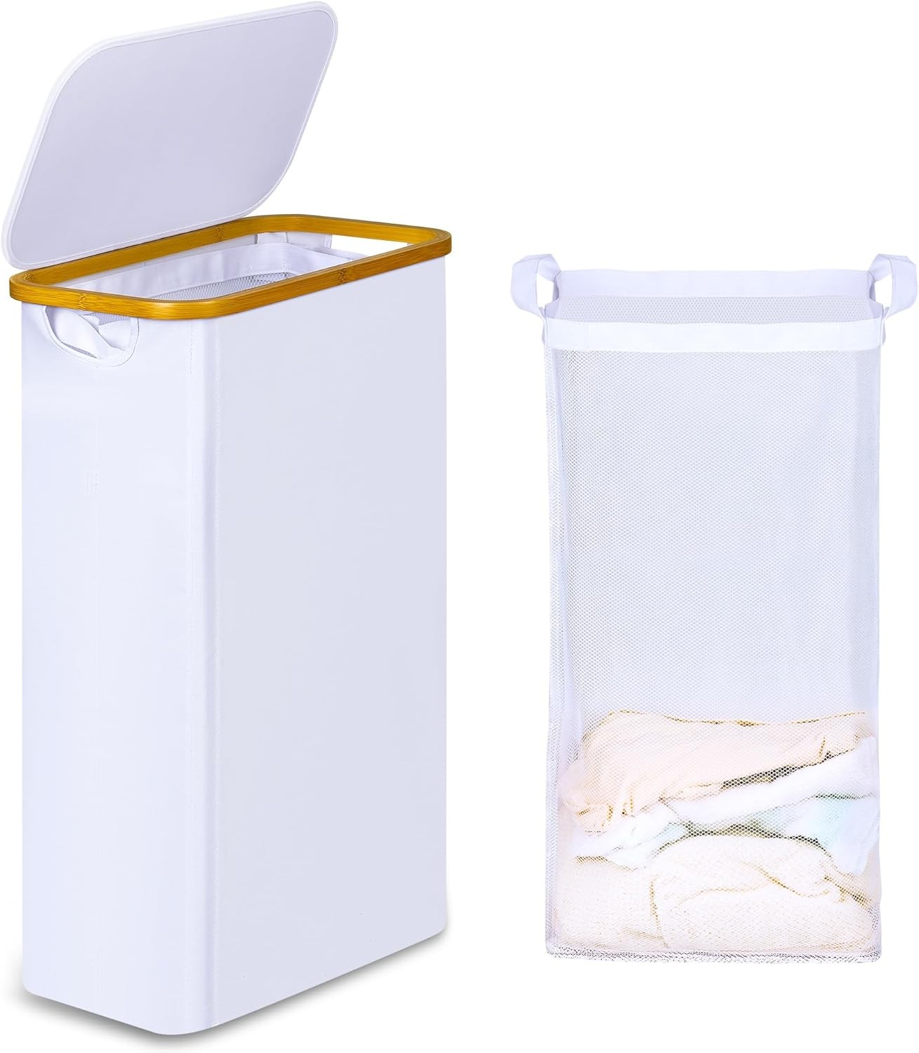 Washing Basket for Laundry, 60L Slim Laundry Basket with Removable Inner Bag, B