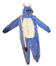 Disney Stitch Hooded One-Piece Pajama Costume Jumpsuit l Blue/White - Child