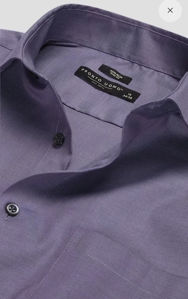 Camisa de vestir clásica Oxford calce ajustado lavanda Pronto Uomo para hombre 16 1/2 34-35 Foto 2 de 4