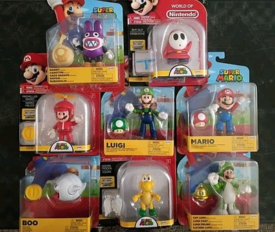 4'' SUPER MARIO 8-PK Nintendo Jakks Boo Nabbit Cat Luigi Propeller Shy Guy Koopa