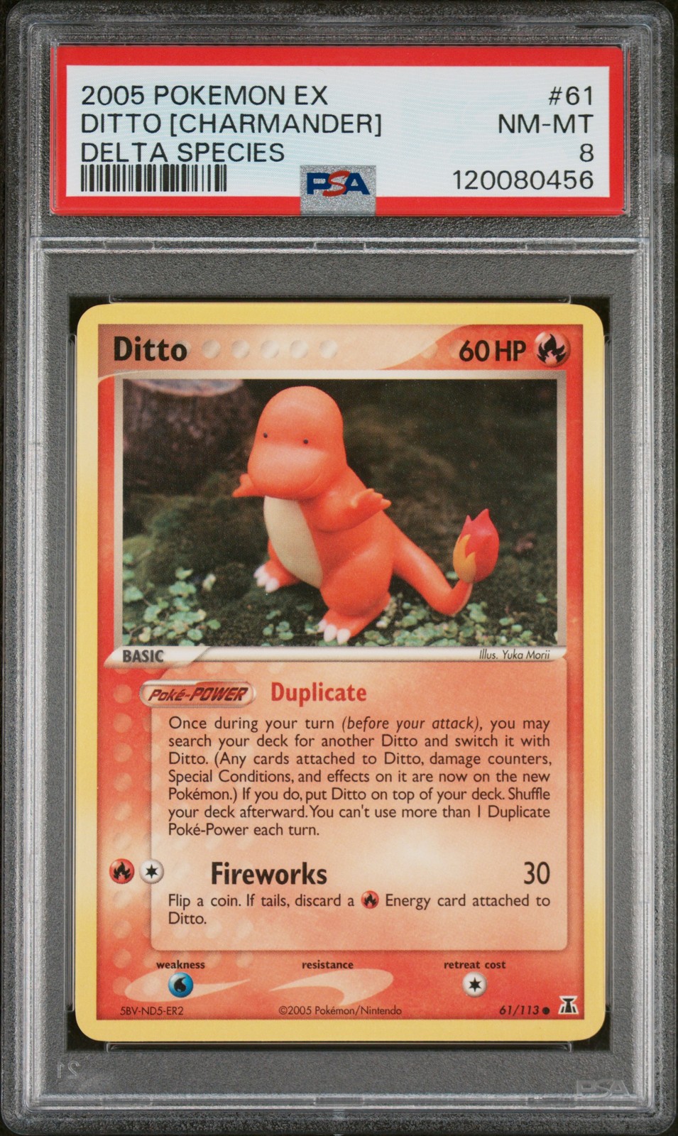 2005 POKEMON EX DELTA SPECIES #61 DITTO [CHARMANDER] PSA 8