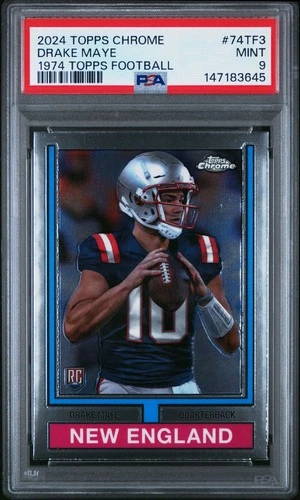 2024 Topps Chrome Drake Maye 1974 Football #74TF3 PSA 9 MINT RC ROOKIE