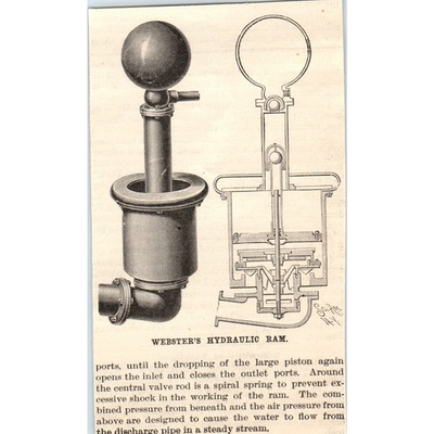 #ad #ad Webster#x27;s Hydraulic Ram Engraving Original Scientific American AD8 P26 $13.50