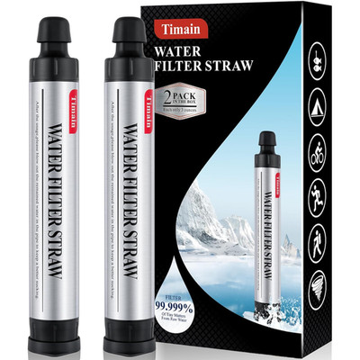 Water Filter Straw 4-Stage Filtration Survival Water Purifier for Camping Hiking