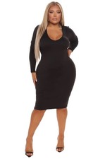 Fashion Nova Dress Black Fitted Curve Soft Stretch Double Lined Women Plus 1X