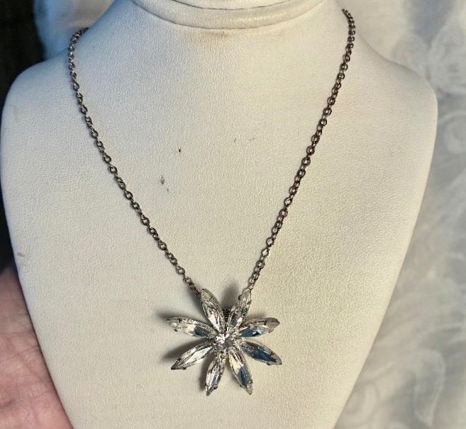 Vintage necklace,star pendant, signed LFK Lori Frantz Koenig Austrian crystal