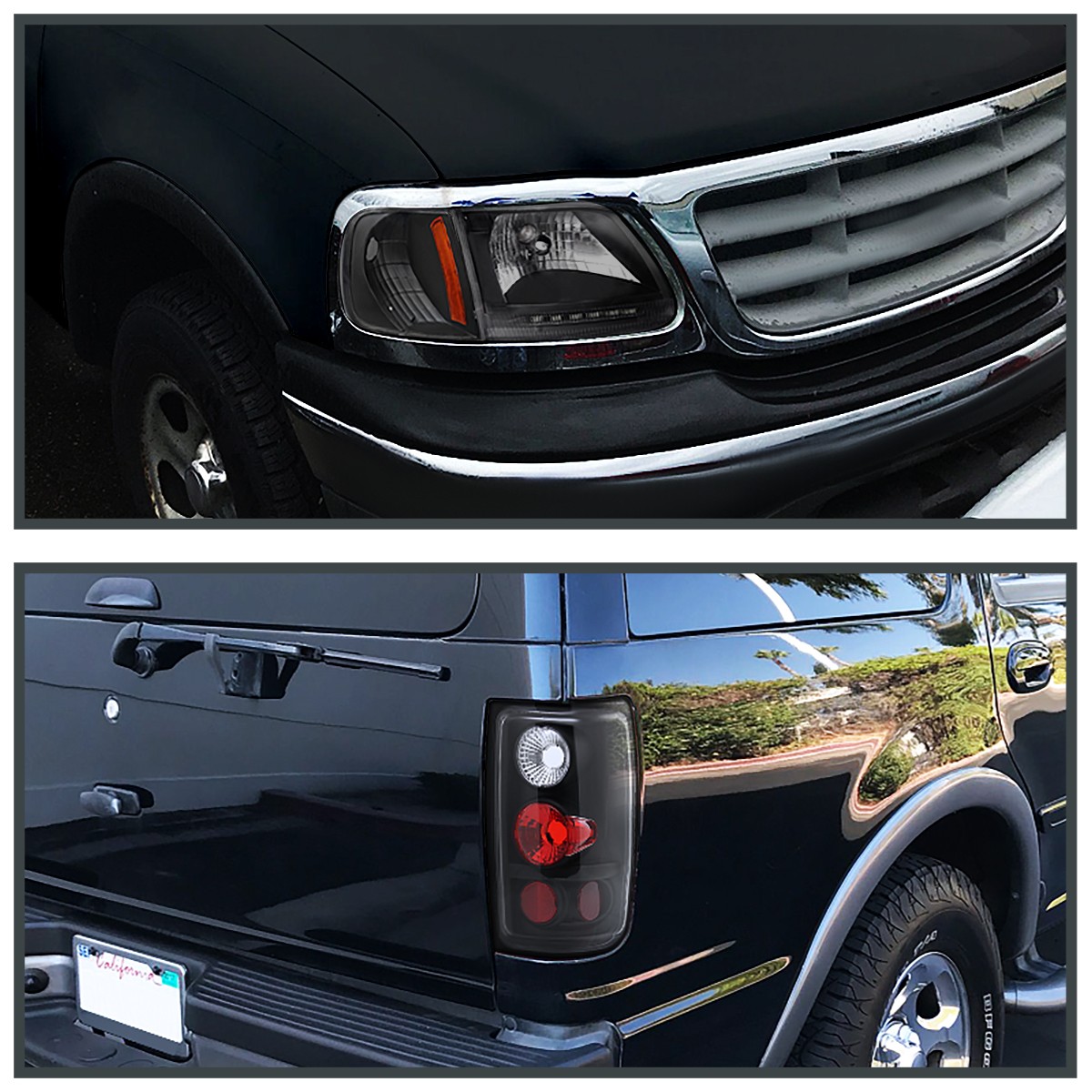 Fits 1997-2002 Expedition Black LED Strip Headlights+Corner Lamps+Tail Lamps