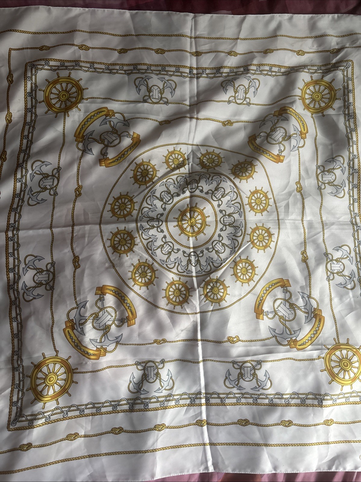 Large Square White Nautical Theme Scarf From Mont… - image 3